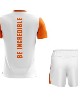 Running Jersey & Short For Men | Add Name & Number White & Orange Color