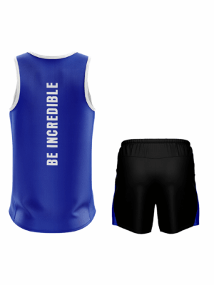 Running Sleeveless Tank Top Singlet & Shorts Blue & Black Color