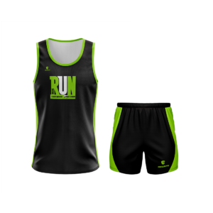 Men's Running Tank Top Singlet & Shorts Black & Green Color