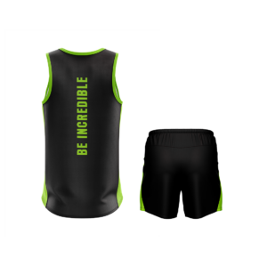 Men's Running Tank Top Singlet & Shorts Black & Green Color