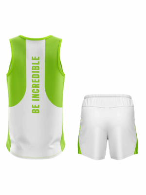 Men's Walking Sleeveless Tank Top Singlet & Shorts White & Green Color