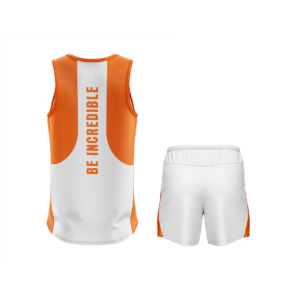 Men's Walking / Running Sleeveless Tank Top Singlet & Shorts White & Orange Color