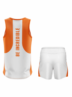 Men's Walking / Running Sleeveless Tank Top Singlet & Shorts White & Orange Color
