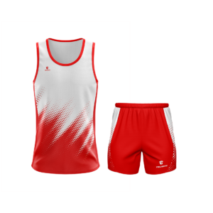 Men's Running Dri-Fit Sleeveless Tank Top Singlet & Shorts White & Red Color