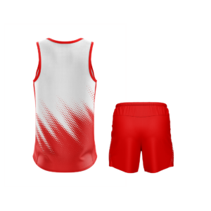 Men's Running Dri-Fit Sleeveless Tank Top Singlet & Shorts White & Red Color