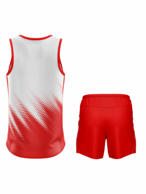 Men's Running Dri-Fit Sleeveless Tank Top Singlet & Shorts White & Red Color