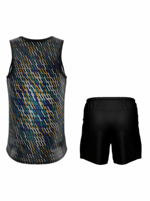 Men's Workout Sleeveless Tank Top Singlet & Shorts Black With Multi Color