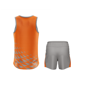 Men's Activewear Sleeveless Tank Top Singlet & Shorts Orange & Grey Color