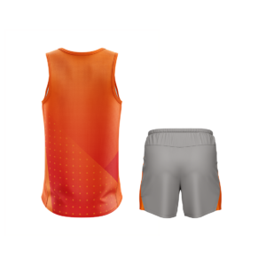 Men’s Solid Regular Fit Sleeveless Sports T-Shirt Orange & Grey Color