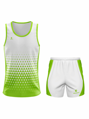 Men's Running / Gym Vest Tank Top Singlet & Shorts White & Green Color