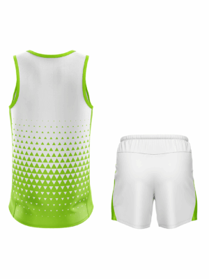 Men's Running / Gym Vest Tank Top Singlet & Shorts White & Green Color