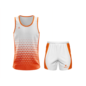 Men's Running Sports Vest Sleeveless Tank Top Singlet & Shorts White & Orange Color