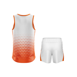 Men's Running Sports Vest Sleeveless Tank Top Singlet & Shorts White & Orange Color