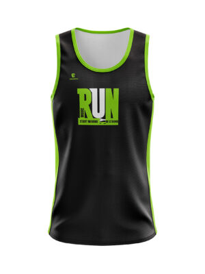 Men’s Running Sleeveless Tank Top Singlet Black & Green Color