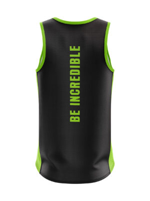Men’s Running Sleeveless Tank Top Singlet Black & Green Color