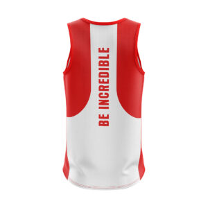 Men’s Jogging Sleeveless Tank Top Singlet White & Red Color