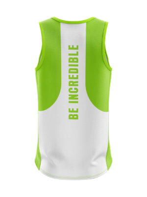 Men’s Walking Sleeveless Tank Top Singlet White & Green Color