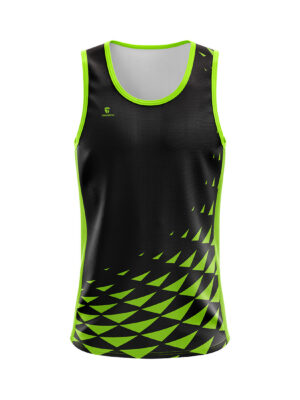 Men’s Tennis Sleeveless Tank Top Singlet Black & Green Color