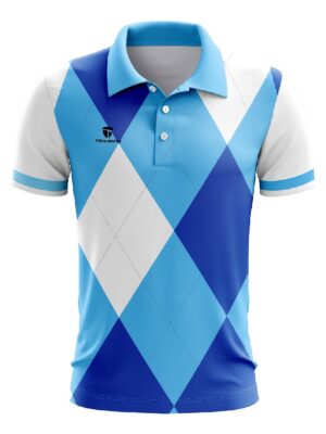 Men’s Table Tennis Polo Shirts Short Sleeve Dry Fit Sports Jersey Sky Blue Color