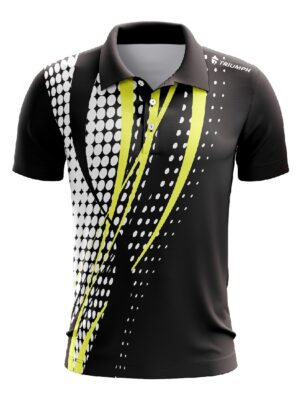 Table Tennis TShirts for Men Dry Fit Printed Collared Jersey Black Color