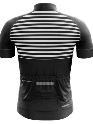 Personalized Cycling Jersey for Men with Print Your Name Number Black & White Color