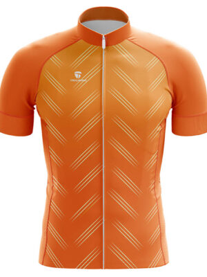 Customised Mens Cycling Jerseys Road Biking Jersey with Name Orange Color