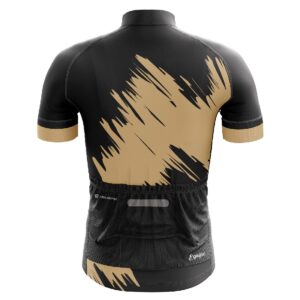 Men’s Cycling Jersey with 3 Back Pockets & Reflective Strip Black & Golden Color