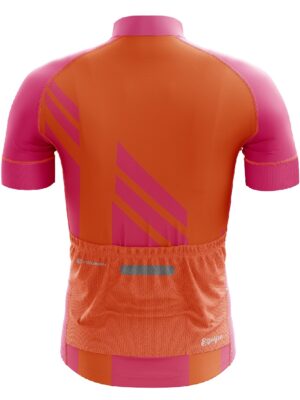 Short Sleeves Cycling Jersey for Men’s Bicycle Polyester Bike Shirt Pink & Orange Color