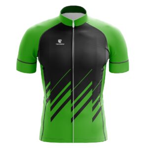 Road Bicycle Jersey Cycling Jerseys for Men Reflective Strip in Back Bicycle Wear Black & Green Color