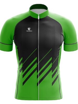 Road Bicycle Jersey Cycling Jerseys for Men Reflective Strip in Back Bicycle Wear Black & Green Color