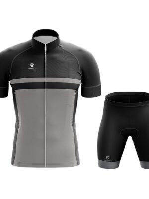 Men’s Short Sleeve Cycling Set Cycling Clothing Grey & Black Color