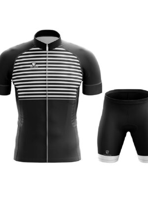 Men’s Cycling Jersey and Padded Shorts Set | Custom Cycling Clothing Black & White Color