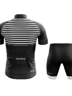 Men’s Cycling Jersey and Padded Shorts Set | Custom Cycling Clothing Black & White Color