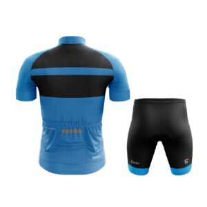 Mens Cycling Jersey and Gel Tech Padded Shorts with Reflector Blue & Black Color