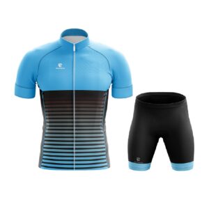 Personalized Cycling Jersey & Padded Shorts with Name Number Sky Blue & Black Color