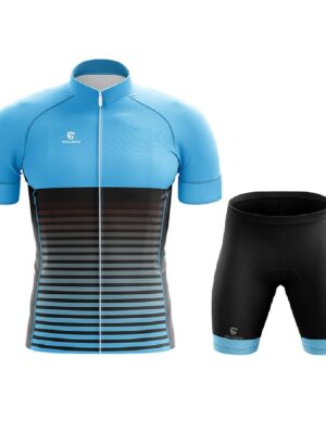 Personalized Cycling Jersey & Padded Shorts with Name Number Sky Blue & Black Color
