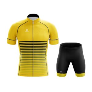 Custom Cycling Jersey & Padded Shorts for Men Yellow & Black Color