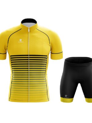 Custom Cycling Jersey & Padded Shorts for Men Yellow & Black Color