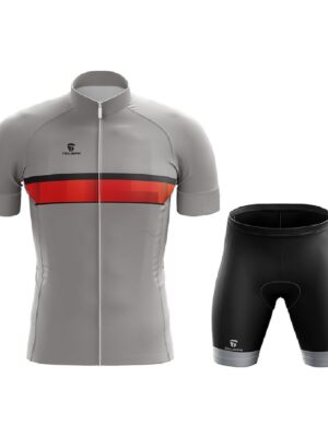 Technical Cycling Wear | Custom Bicycle Shorts and Jersey Grey & Red Color