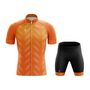Customised Cycling Short & Jersey for Men | Print Name Number Logo Orange & Black Color