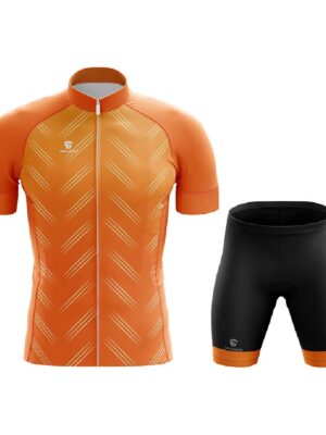 Customised Cycling Short & Jersey for Men | Print Name Number Logo Orange & Black Color