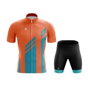 Cycling Jersey Shorts Set |Custom Bicycle Jersey for Men Orange & Blue Color