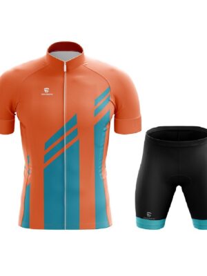 Cycling Jersey Shorts Set |Custom Bicycle Jersey for Men Orange & Blue Color