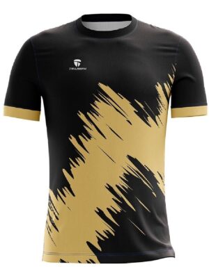 Men’s Round Neck Cycling Tshirt | Custom Cycling Apparel Black & Golden Color