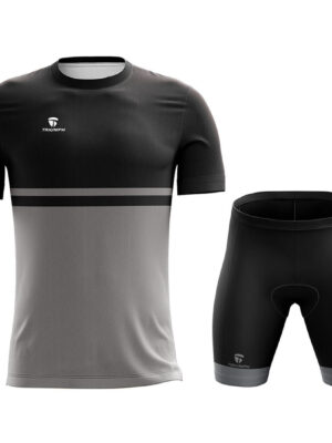 Round Neck Cycling T-shirt for Men and Padded Bicycle Shorts