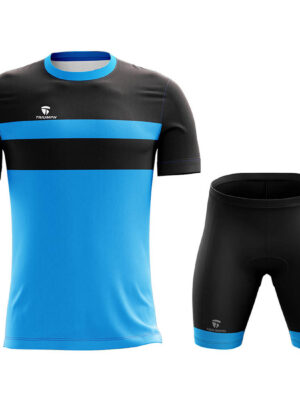Cycling T-Shirt and Padded Shorts for Men Black & Blue Color