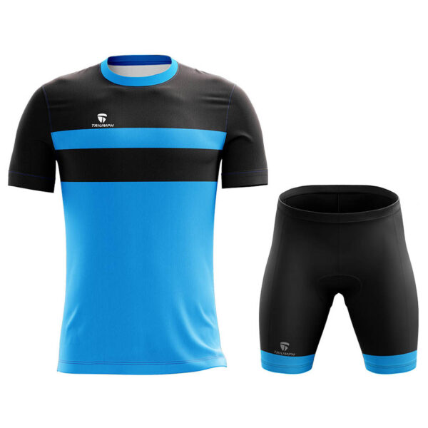 Cycling T-Shirt and Padded Shorts for Men Black & Blue Color