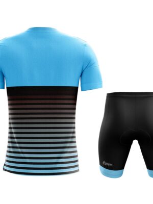 Mens Padded Cycling Shorts with Printed Half Sleeve T-shirt Sky Blue & Black Color