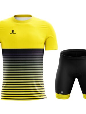 Dri Fit Round-Neck Tshirt and Cycling Shorts for Men Yellow & Black Color