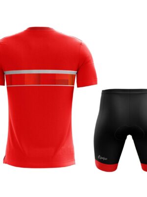 Men’s Road Bicycle Riding Padded Shorts & Printed Tshirts Red & Black Color